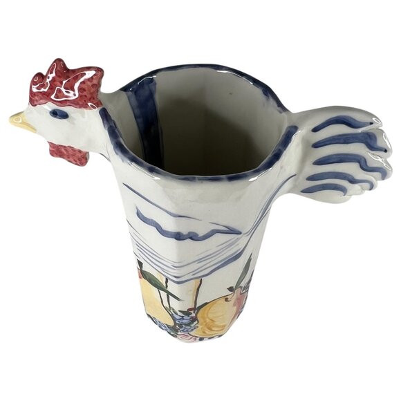 Gritter & Von Noord Rooster & Pear Pitcher Vase Signed Ceramic Hand Painted 11.5 - Picture 8 of 9